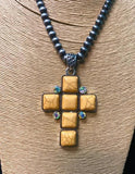 Mustard Cross Necklace