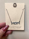 Silver And Gold Clear "Mom" Necklace
