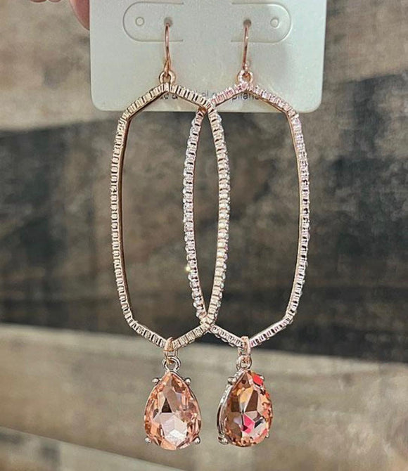 Long Oval Rose Gold Earrings