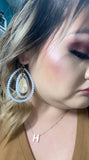 Beaded Oval Earrings