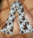 cow print girls flare denim