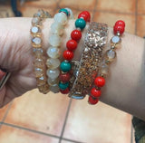 Gold and Red Stack Bracelet's