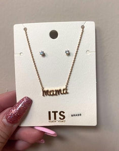 Gold and Silver "Mama" Necklace Set