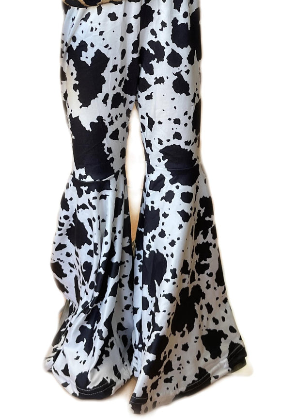 Kids Cow Print Bell Pants