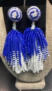 blue & white beaded earrings