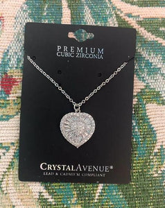 Silver Clear Heart Necklace