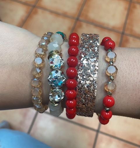 Gold and Red Stack Bracelet's