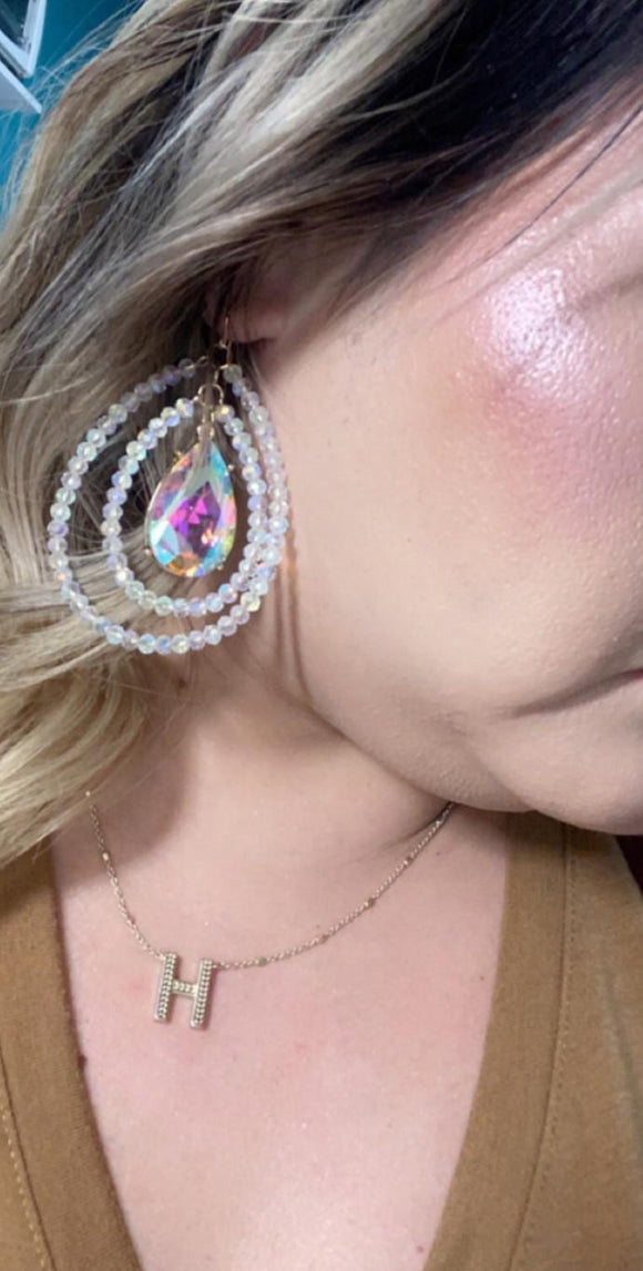 Beaded Oval Earrings