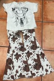 cow print girls flare denim