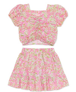 GIRLS FLORAL SKIRT SET
