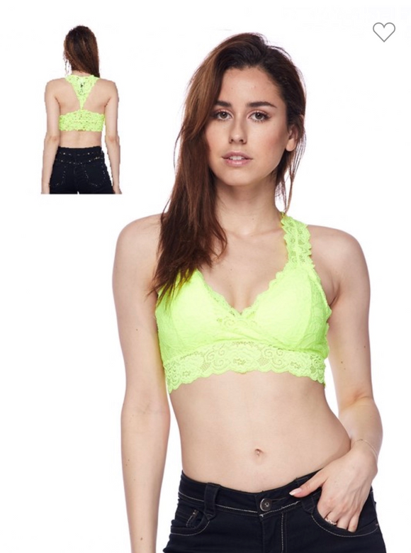 NEON YLW LACE BRALETTE