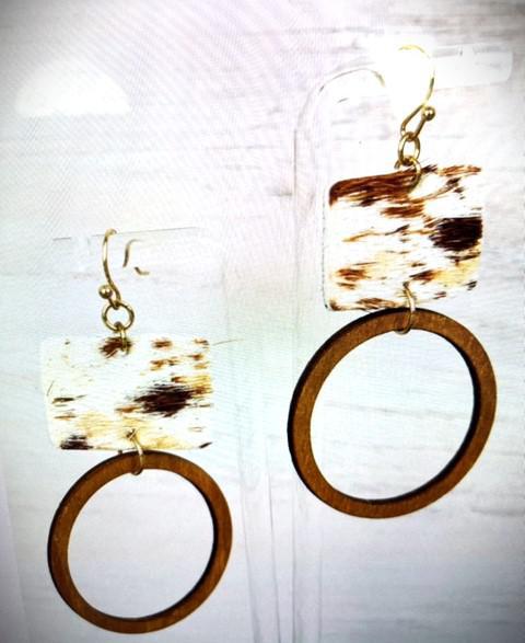 Brown Cowprint Hoops