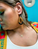 Wooden Carved Earrings