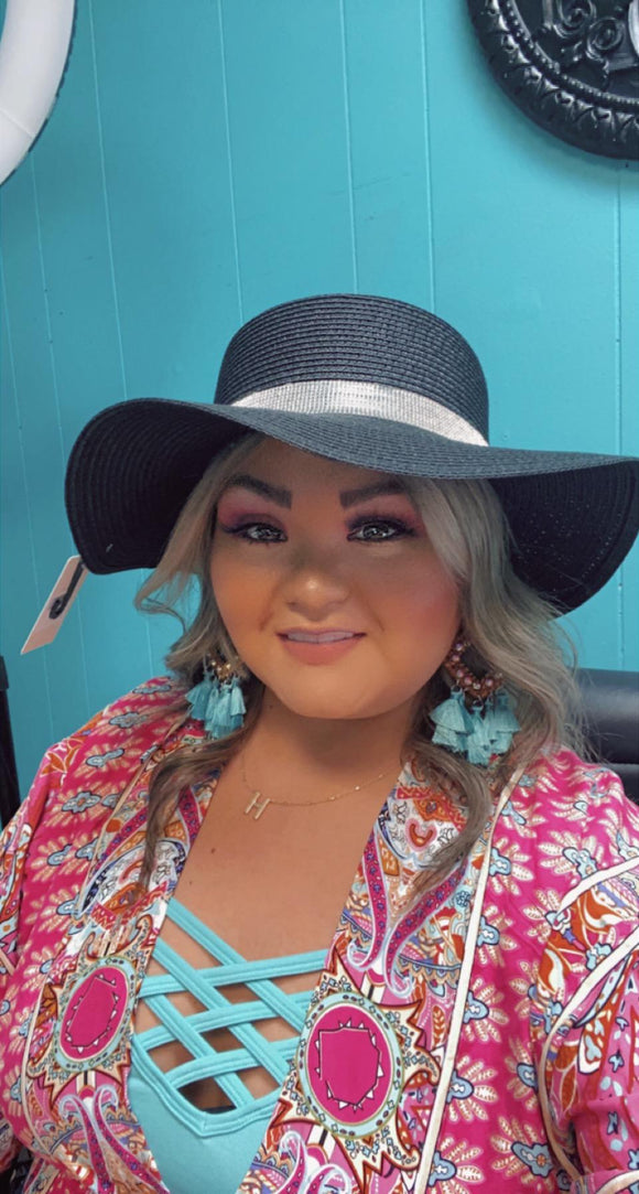 Black Hat W/ Silver Rhinestones