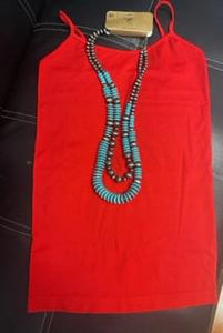 red spaghetti strap tank