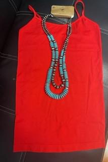 red spaghetti strap tank