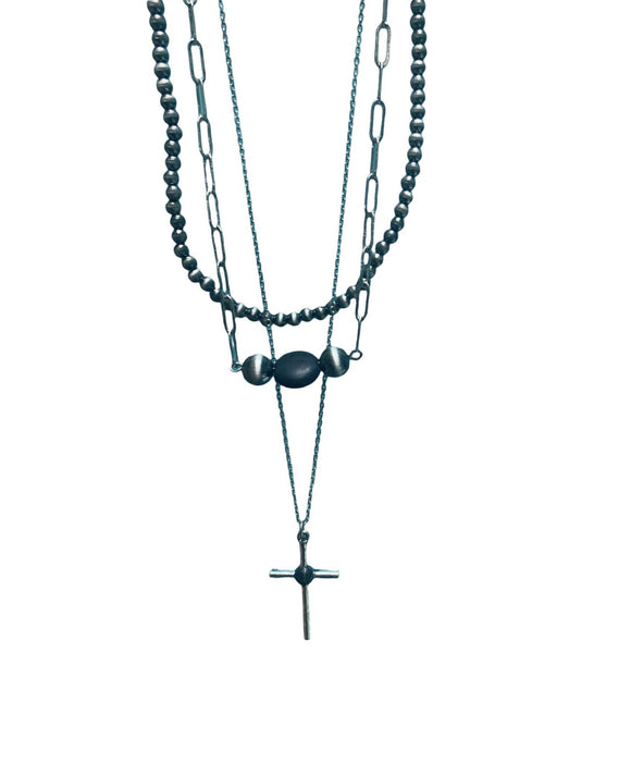 Triple Layer Cross Necklace